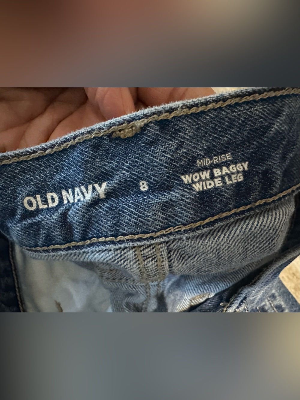 Old Navy Mid-rise Wow Baggy Wide Leg Jeans in Dark Blue Denim-Relaxed fit Comfy - Picture 5 of 5